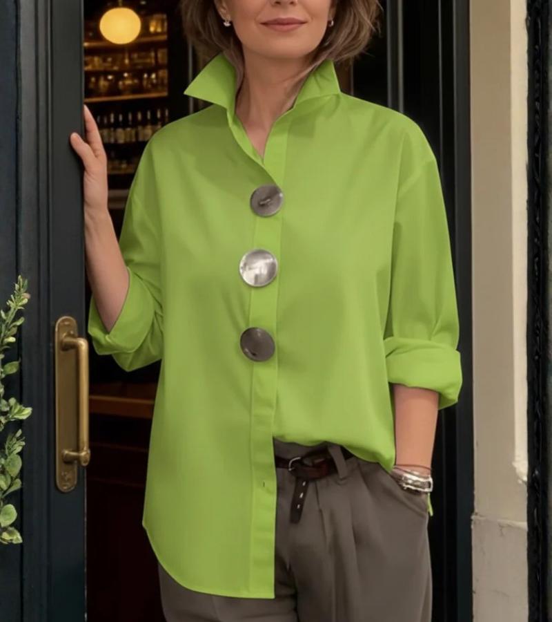 Lennox | Long Sleeve Button Blouse with Oversized Statement Buttons