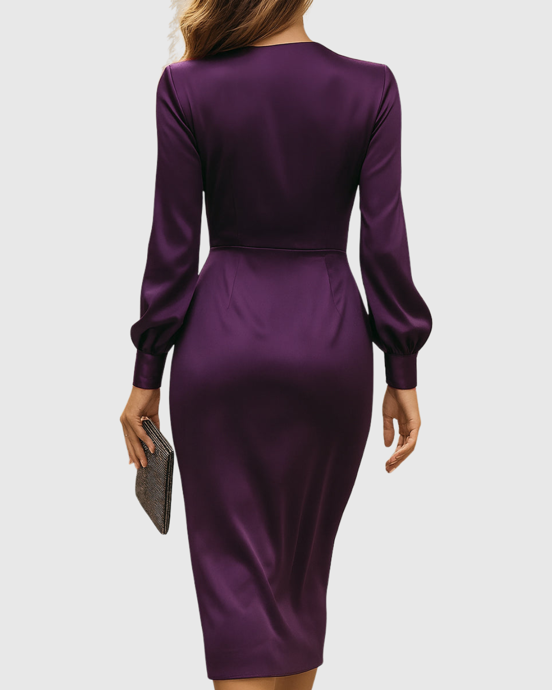 CERELIA | DEEP PLUM WRAP MIDI DRESS