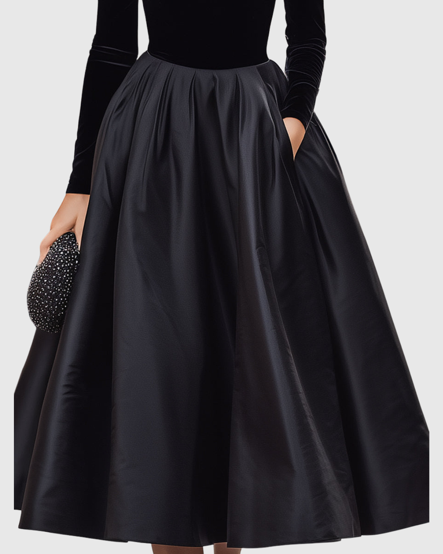 ARADIA | ELEGANT BLACK MIDI DRESS