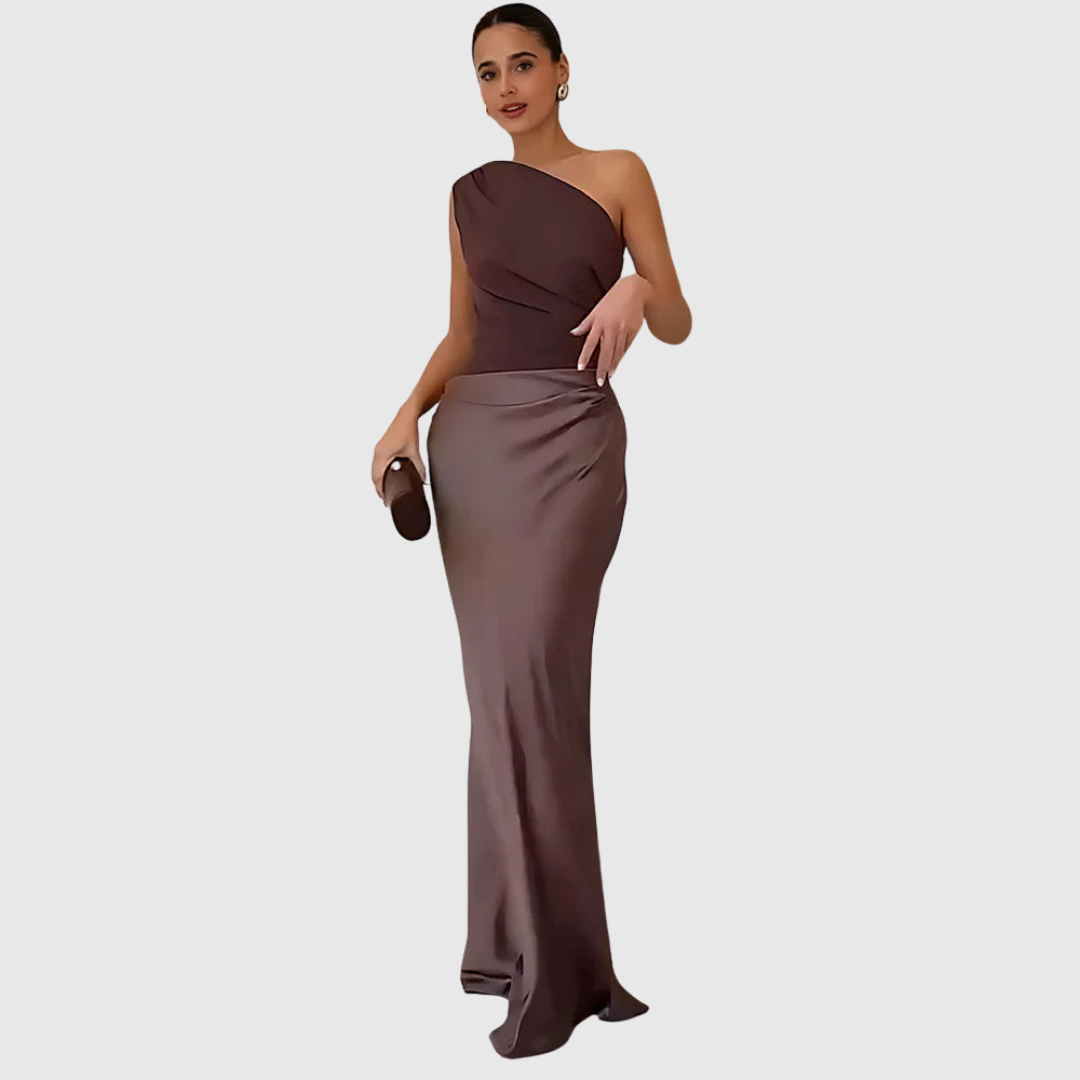 ALEIDA | ONE-SHOULDER MAXI DRESS