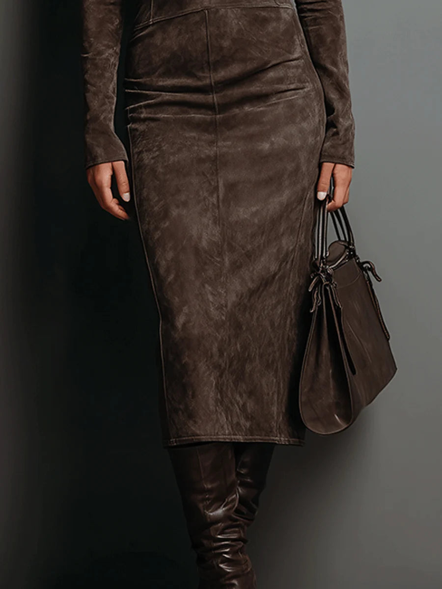 Seraphina | High Neck Long Sleeve Midi Dress