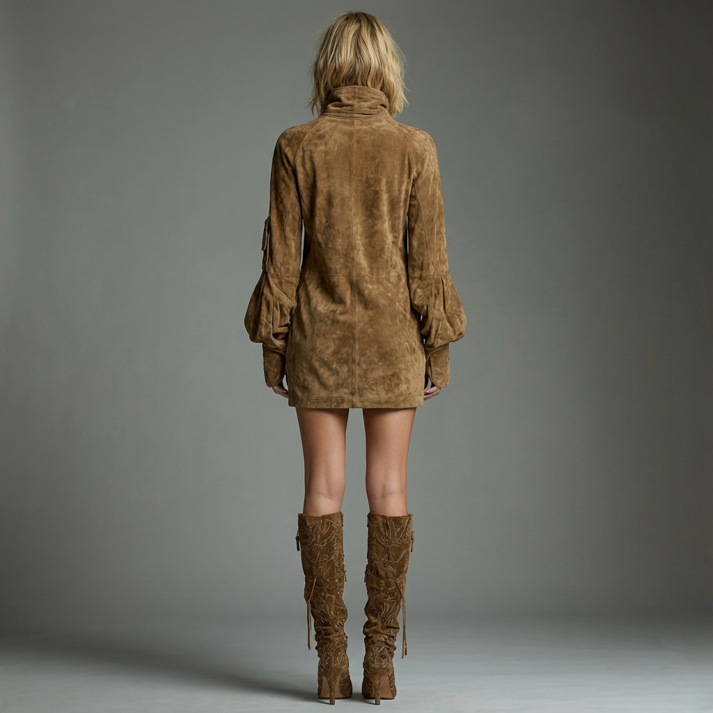 LILLY | TURTLENECK MINI DRESS WITH VINTAGE CHARM
