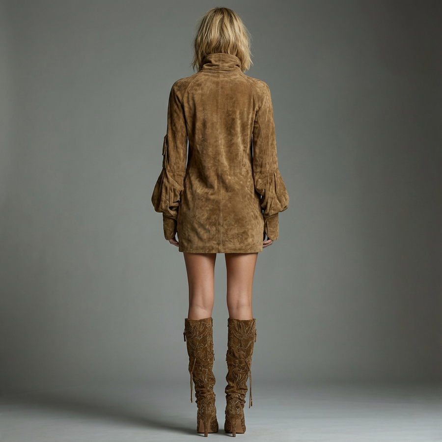 LILLY | TURTLENECK MINI DRESS WITH VINTAGE CHARM