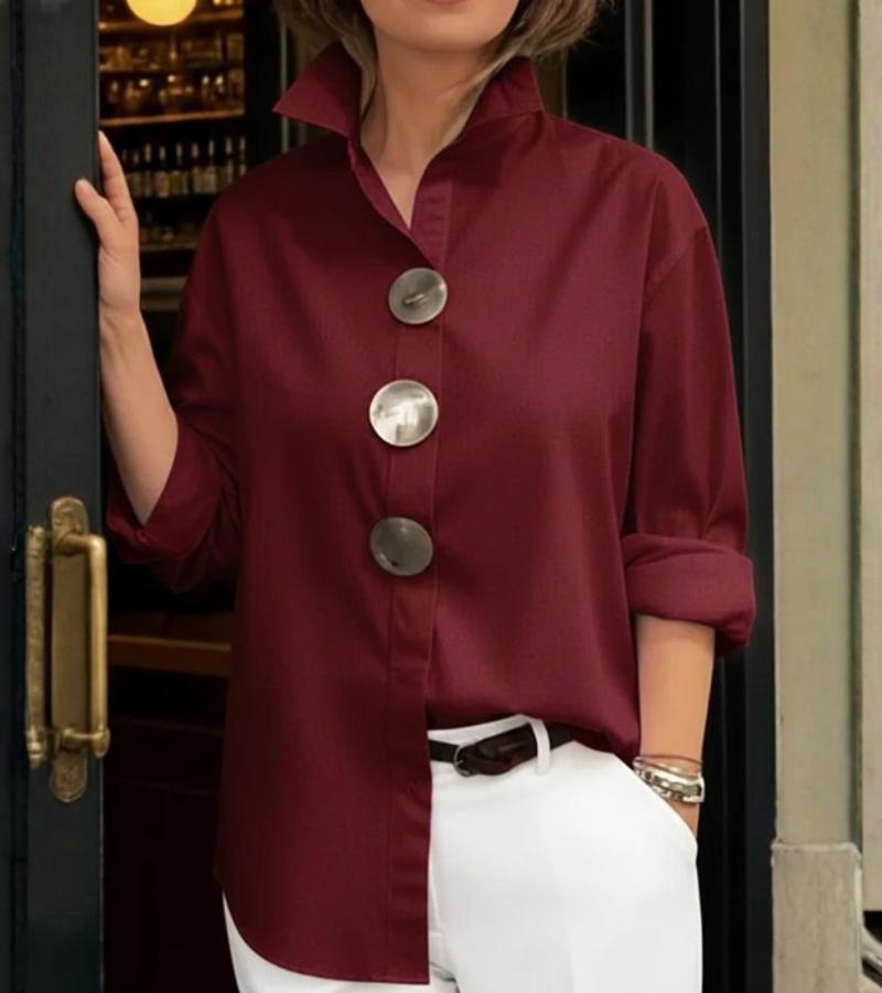 Lennox | Long Sleeve Button Blouse with Oversized Statement Buttons