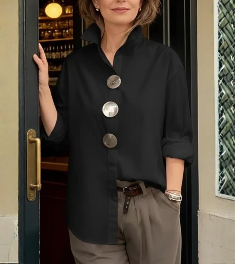 Lennox | Long Sleeve Button Blouse with Oversized Statement Buttons