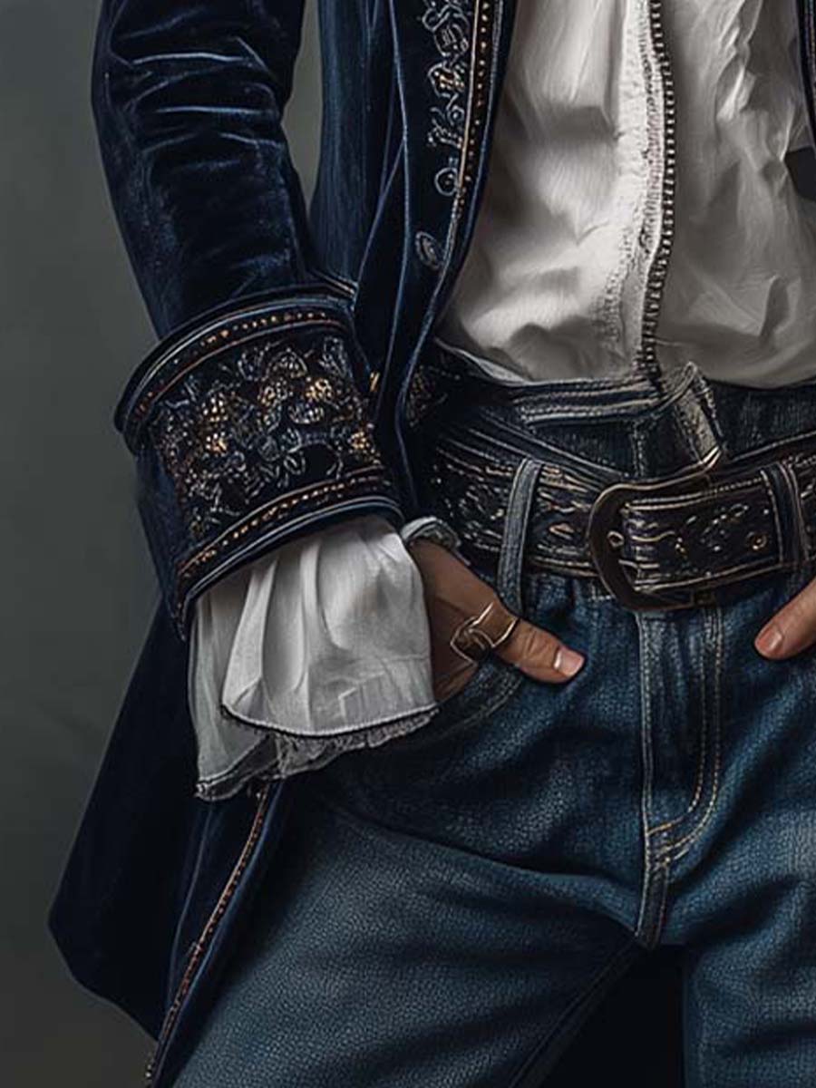 Erica | Long Vintage Jacket with Embroidery