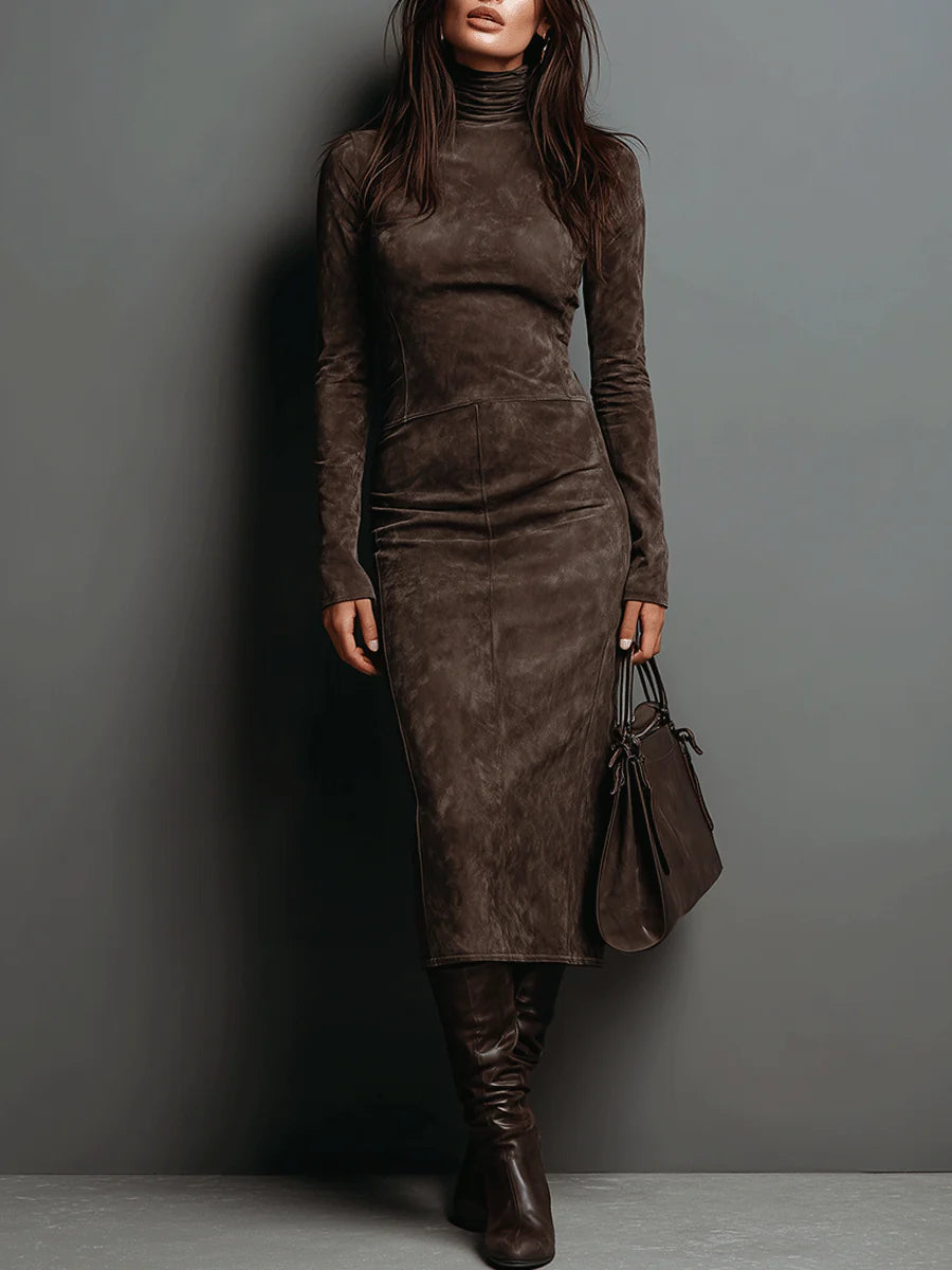 Seraphina | High Neck Long Sleeve Midi Dress