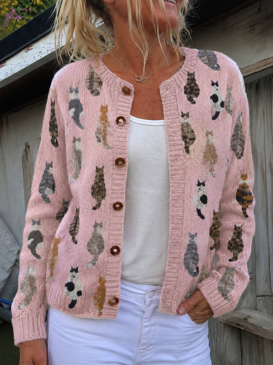 The Feline Motif Knit Cardigan