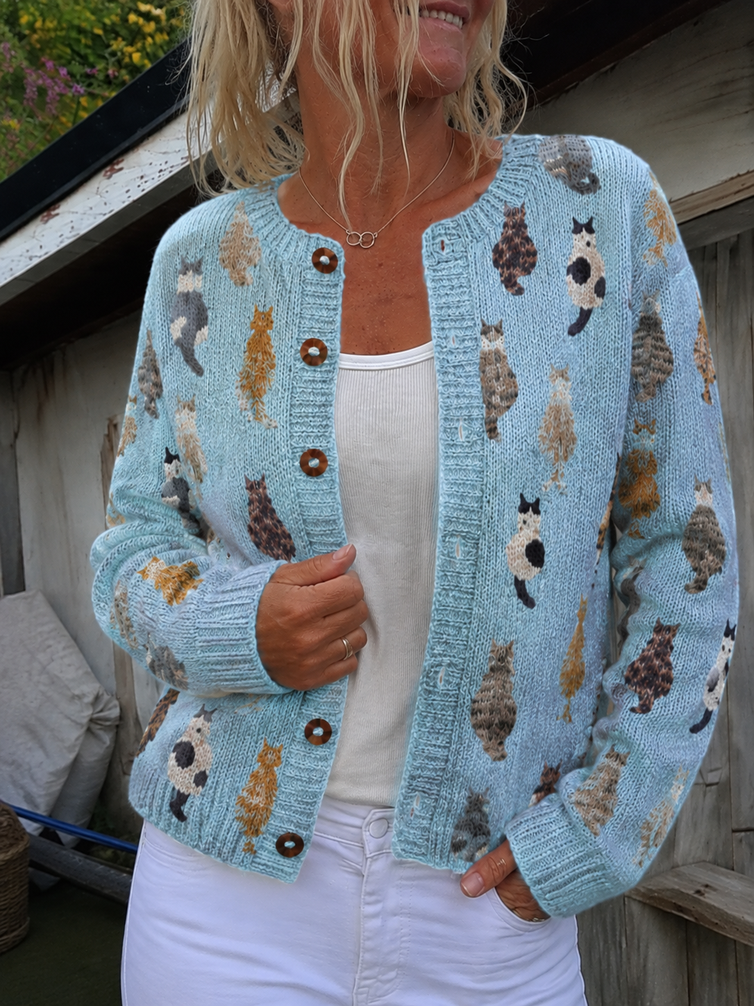 The Feline Motif Knit Cardigan