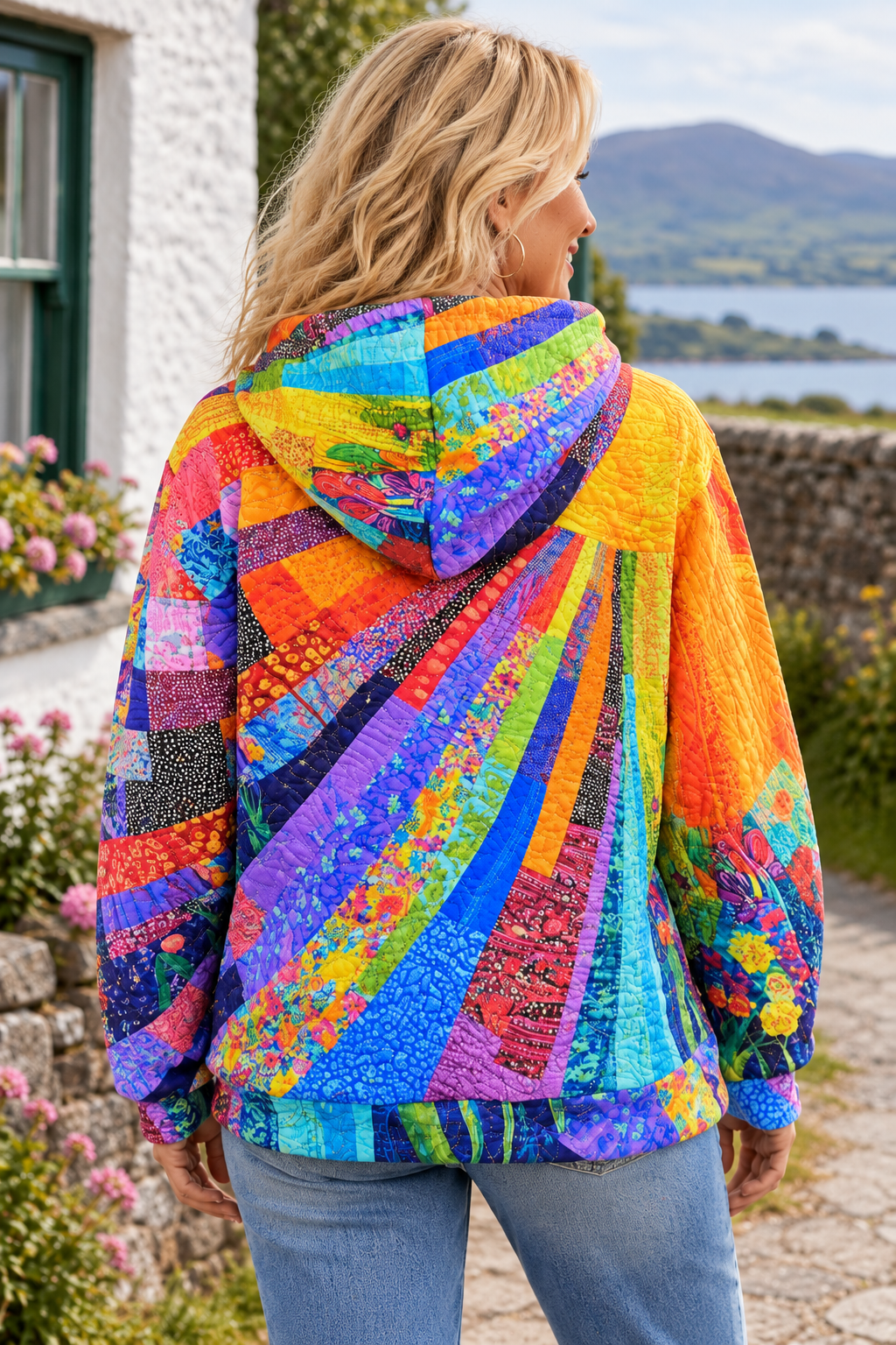 Dawnella | Bohemian Multicolor Patchwork Hoodie