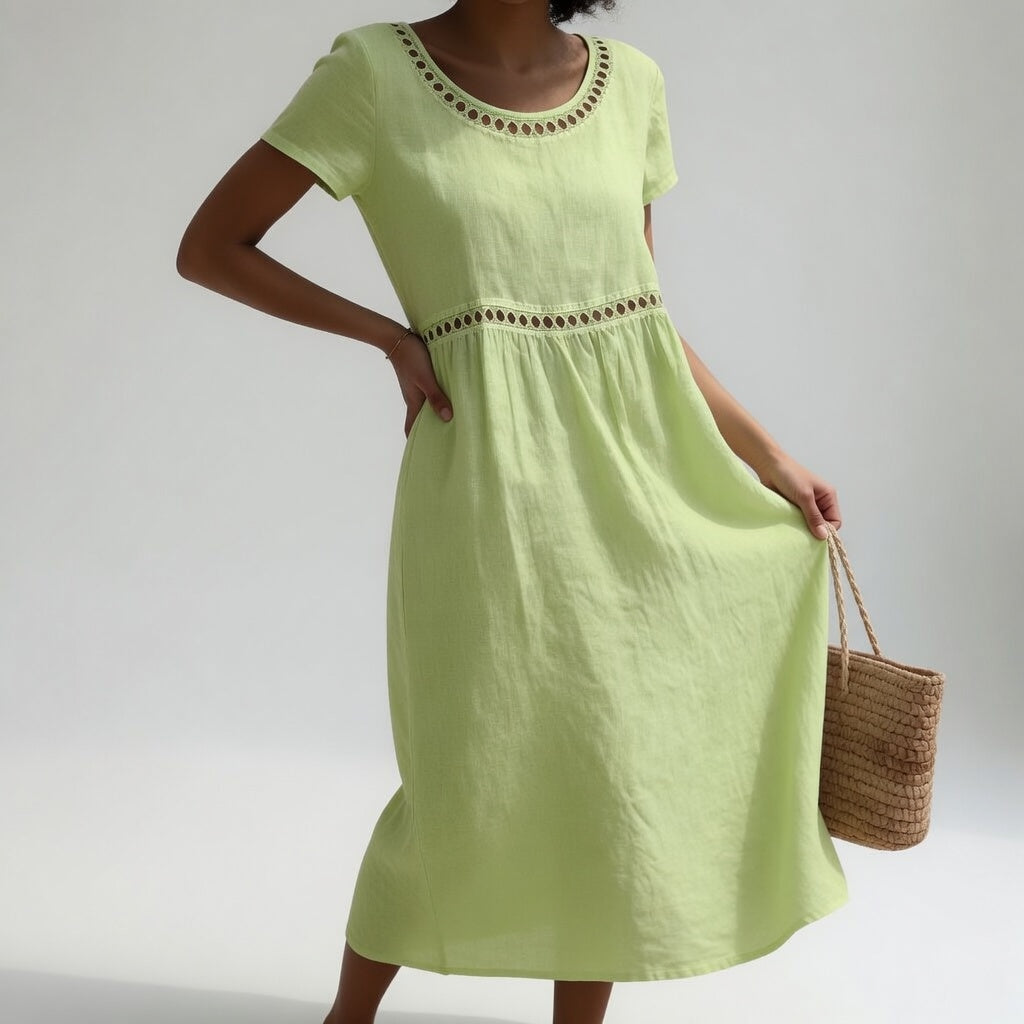 AUBREY | Midi Dress with Eyelet Waist Detail