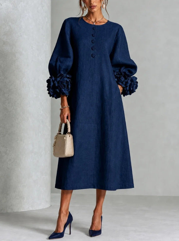 Westique | Theodosia Rosette-Cuff Button Midi Dress