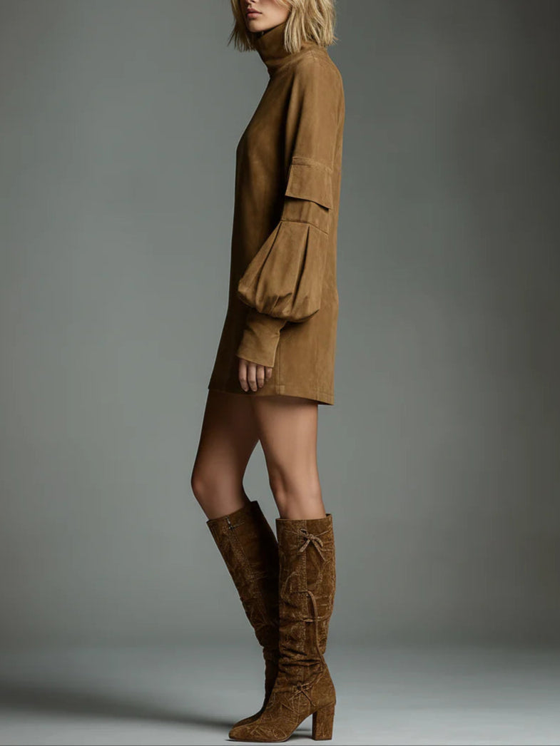LILLY | TURTLENECK MINI DRESS WITH VINTAGE CHARM