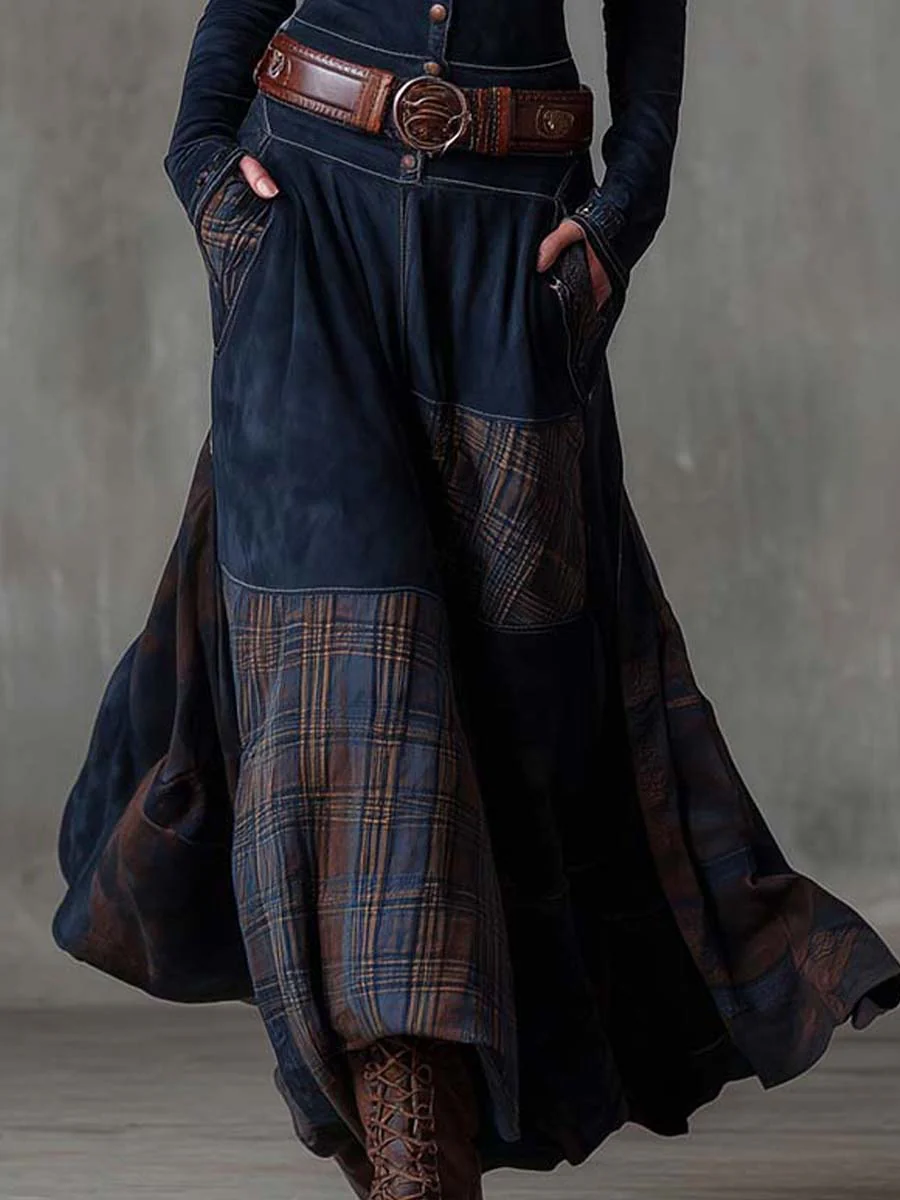 LEONE | VINTAGE LONG CHECKERED DRESS (INCLUDES BELT)