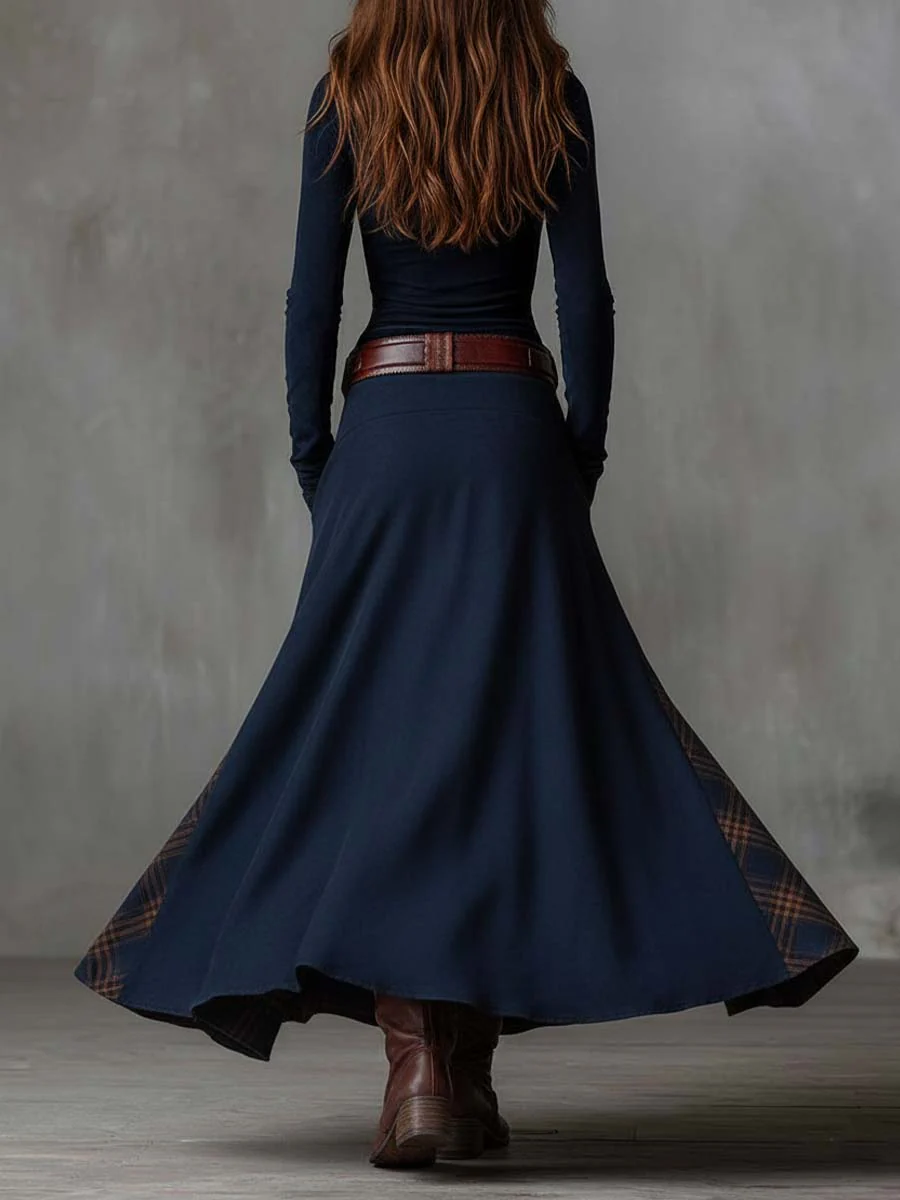 LEONE | VINTAGE LONG CHECKERED DRESS (INCLUDES BELT)