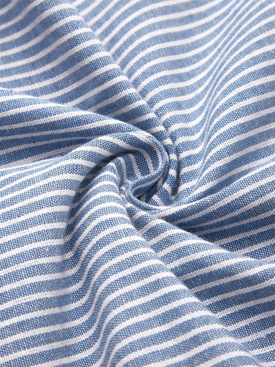 Hazel | Striped Midi Dress with Button Detail and Side Pockets