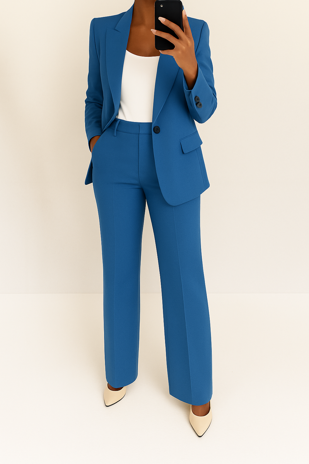 Women's Elegant 2-Piece Suit Set with Blazer and Trousers