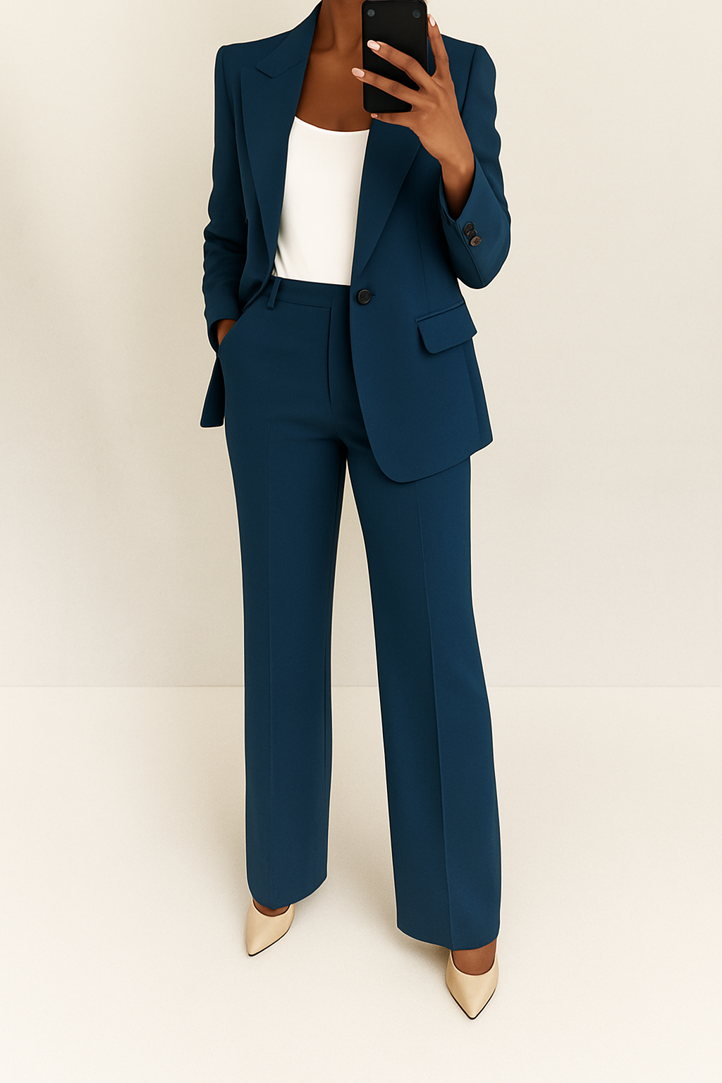 Women's Elegant 2-Piece Suit Set with Blazer and Trousers