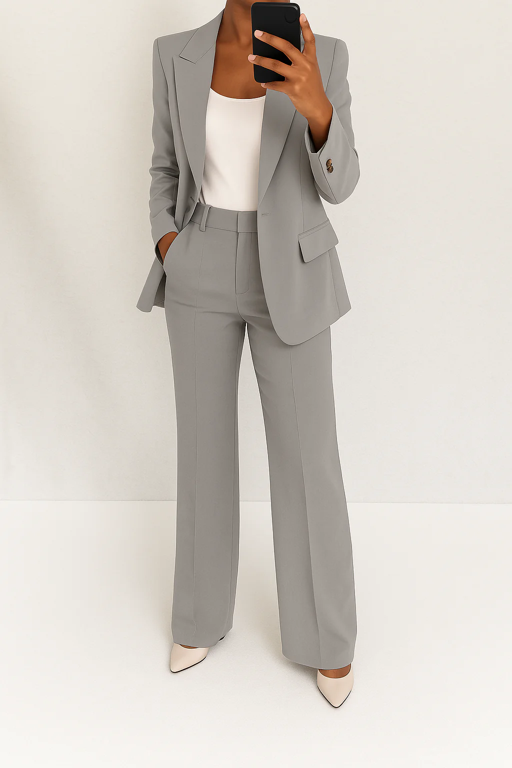 Women's Elegant 2-Piece Suit Set with Blazer and Trousers