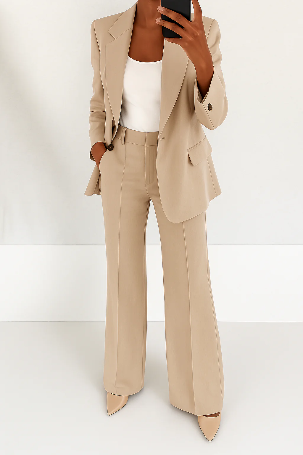 Women's Elegant 2-Piece Suit Set with Blazer and Trousers