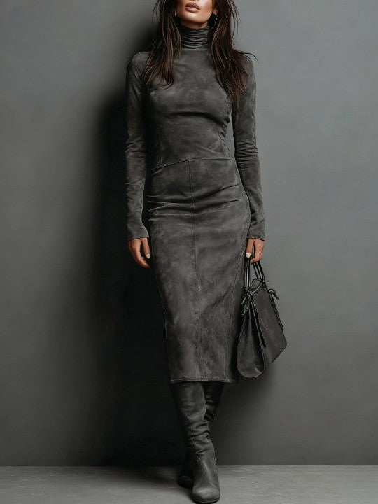 Seraphina | High Neck Long Sleeve Midi Dress
